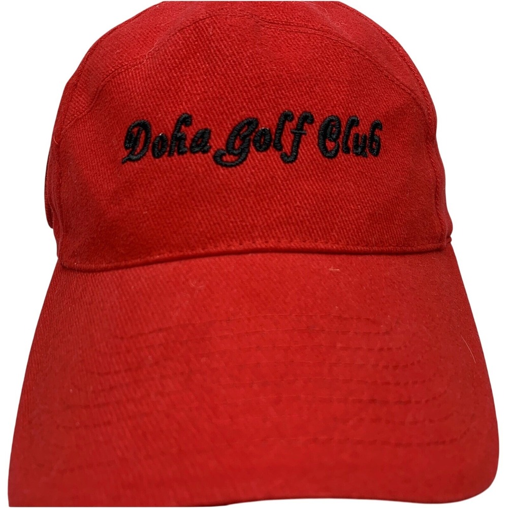 Doha Golf Club Baseball Hat / Cap, Red/Black,Adjustable, 100 Cotton - Head Divvy